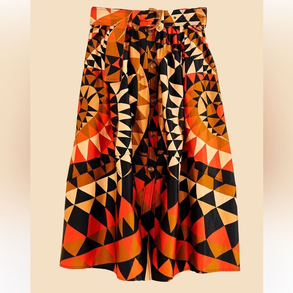 FARM Rio Geometric Skirt in Black, Red, and Orange - Picture 5 of 6
